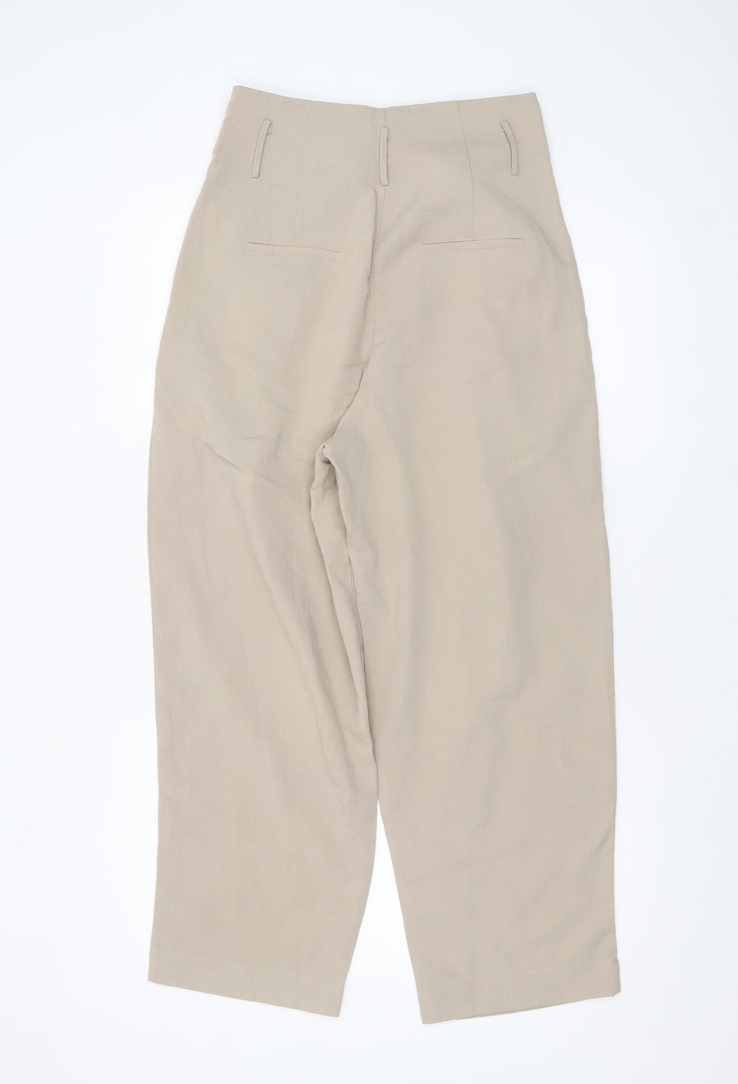 Urban Revivo Women's Beige Paperbag High Waist Tapered Trousers Size 8