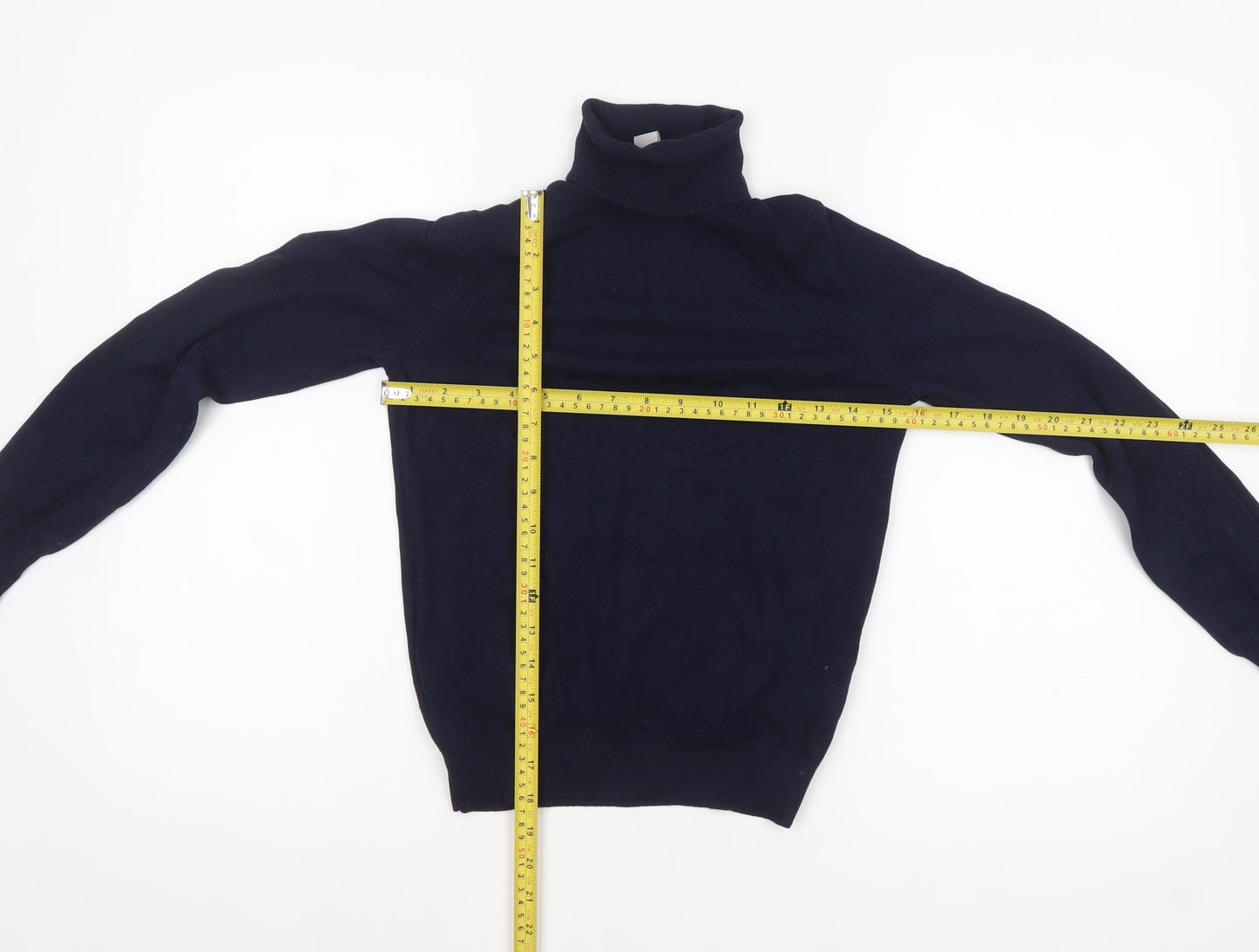 H&M Women's Blue Roll Neck Long Sleeve Knit Jumper Size S