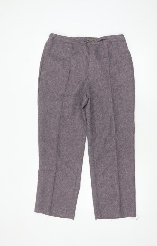 Damart Women’s Grey Straight Leg Trousers Size 14 Elastic Waist