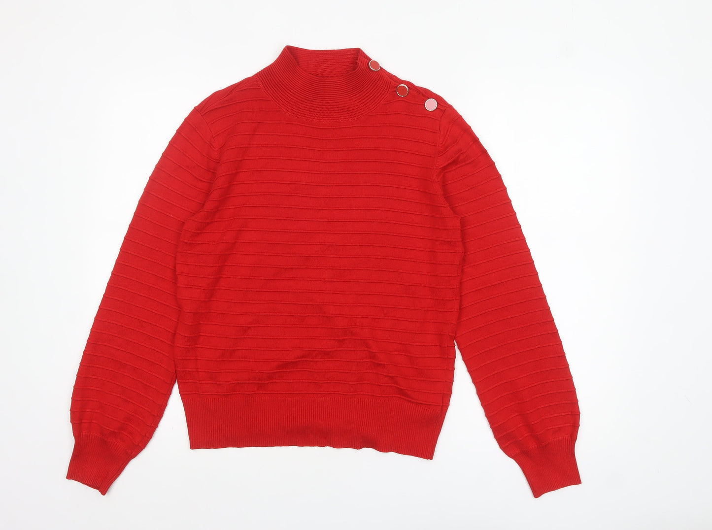 Next Women’s Red Mock Neck Button Pullover Jumper Size 10