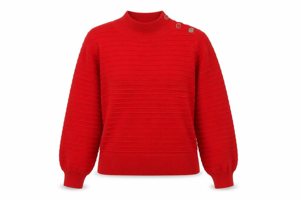 Next Women’s Red Mock Neck Button Pullover Jumper Size 10