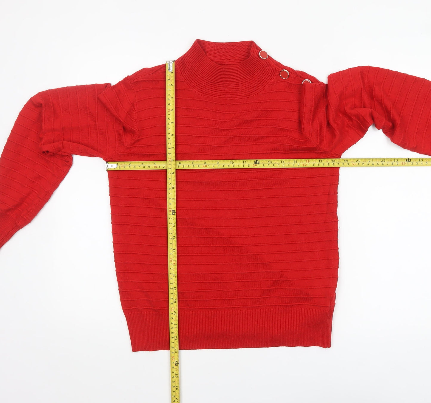 Next Women’s Red Mock Neck Button Pullover Jumper Size 10