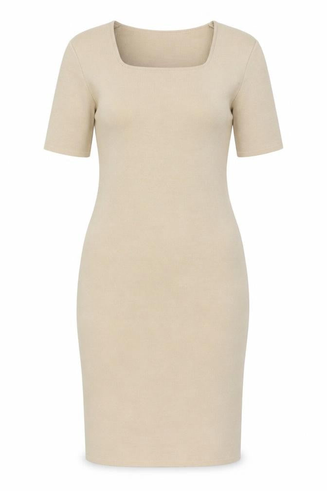 Marks & Spencer Women Beige Wool Blend Bodycon Dress Size 12