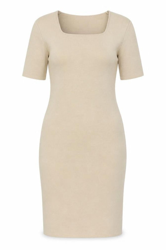 Marks & Spencer Women Beige Wool Blend Bodycon Dress Size 12