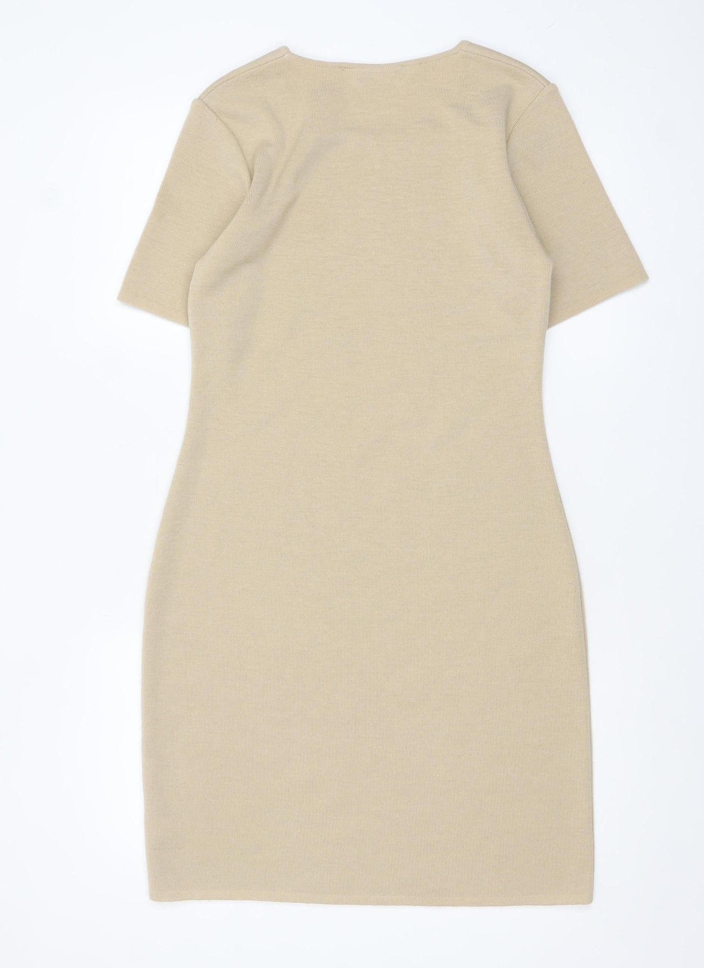 Marks and Spencer Women Beige Wool Blend Bodycon Dress Size 12