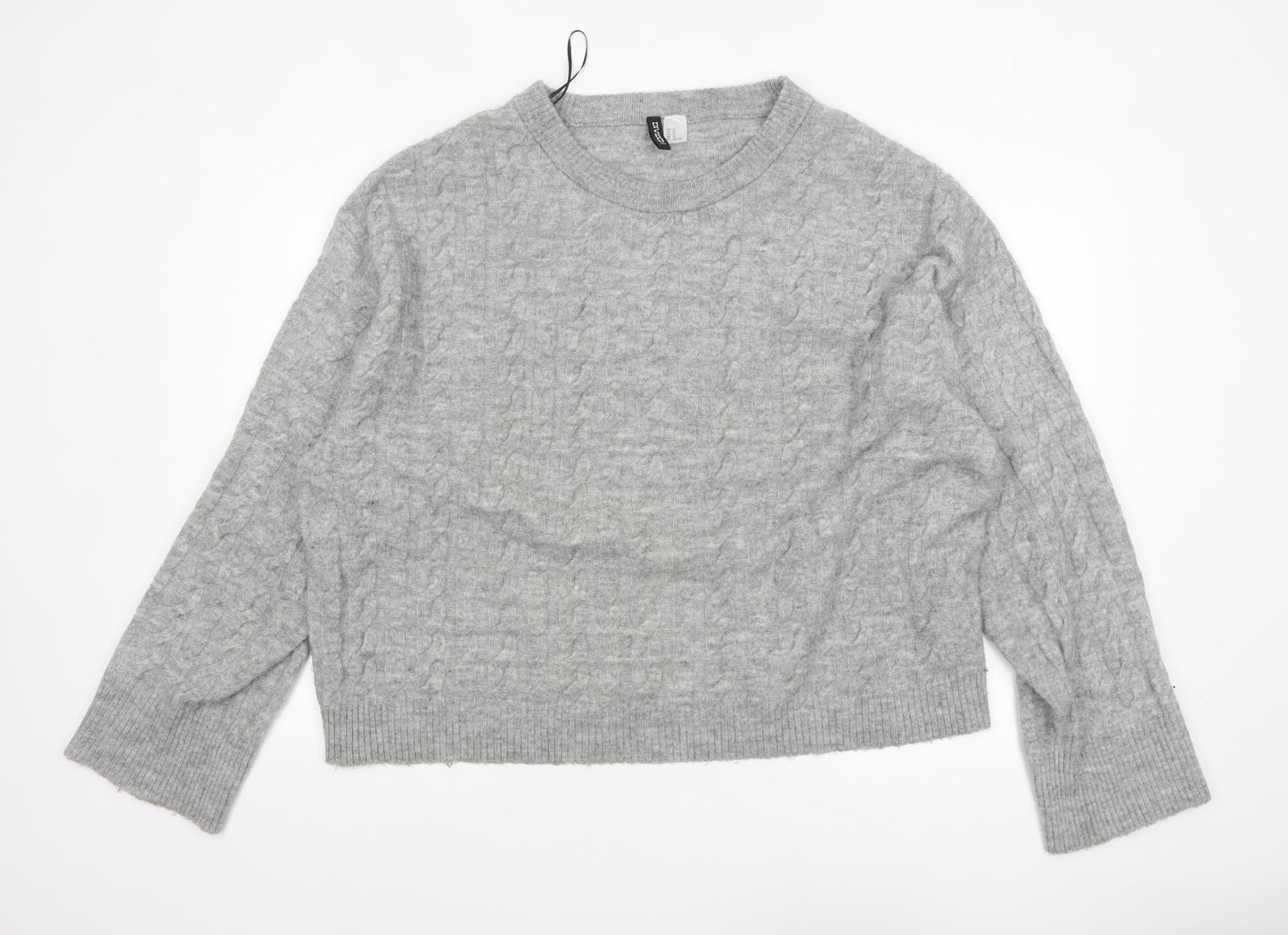 H&M Divided Women’s Grey Cable-Knit Crew Neck Jumper Size 14