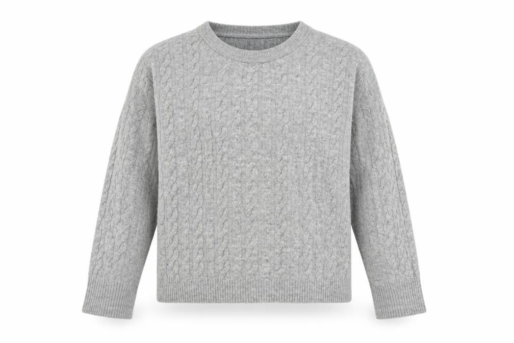H&M Divided Women’s Grey Cable-Knit Crew Neck Jumper Size 14