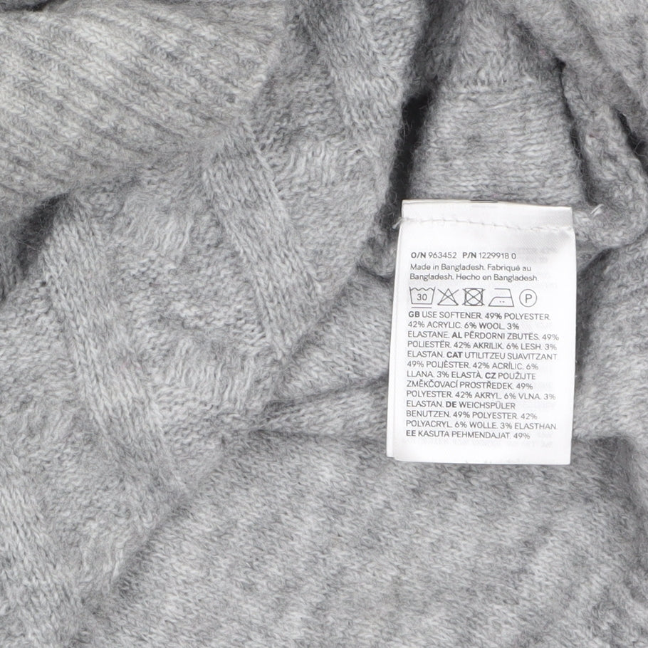 H&M Divided Women’s Grey Cable-Knit Crew Neck Jumper Size 14