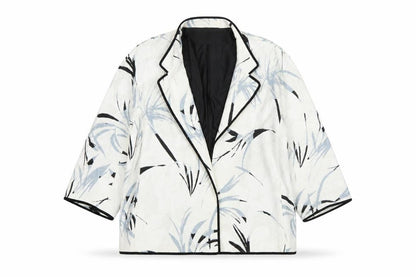 Zara Basic Women’s Ivory Blue Floral Cropped Blazer Size L