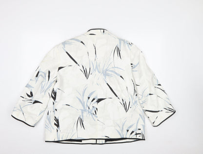 Zara Basic Women’s Ivory Blue Floral Cropped Blazer Size L