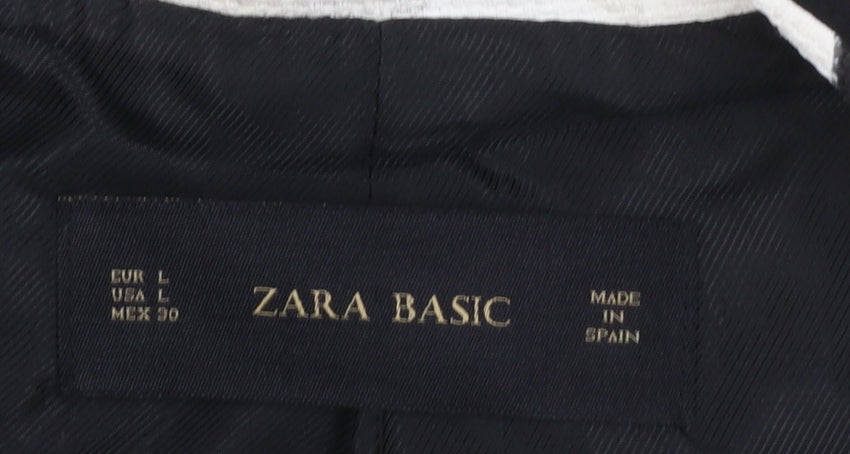 Zara Basic Women’s Ivory Blue Floral Cropped Blazer Size L