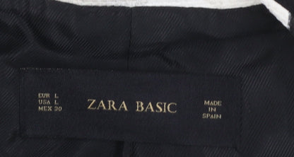 Zara Basic Women’s Ivory Blue Floral Cropped Blazer Size L