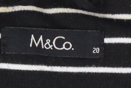 M&Co Women Black/Ivory Striped Single-Breasted Blazer Size 20
