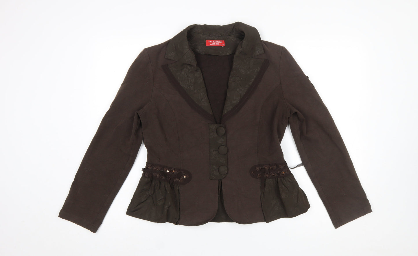 Lisa Campione Women’s Brown Tailored Cotton Blazer Size 12