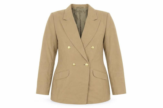 BHS Women’s Beige Wool Blend Double-Breasted Blazer Size 14
