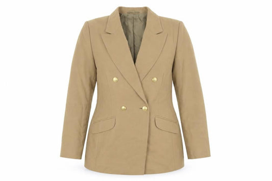 BHS Women’s Beige Wool Blend Double-Breasted Blazer Size 14