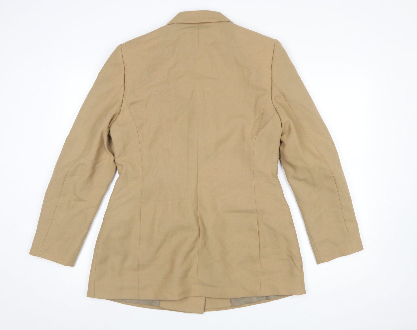 BHS Women’s Beige Wool Blend Double-Breasted Blazer Size 14