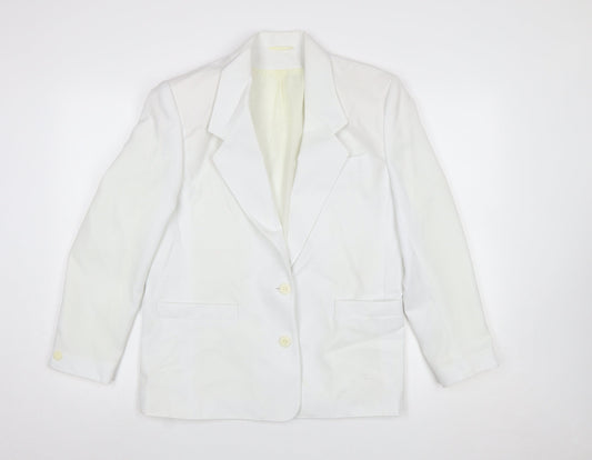 Littlewoods Women's White Polyester Blazer Size 12 Classic Suit Jacket