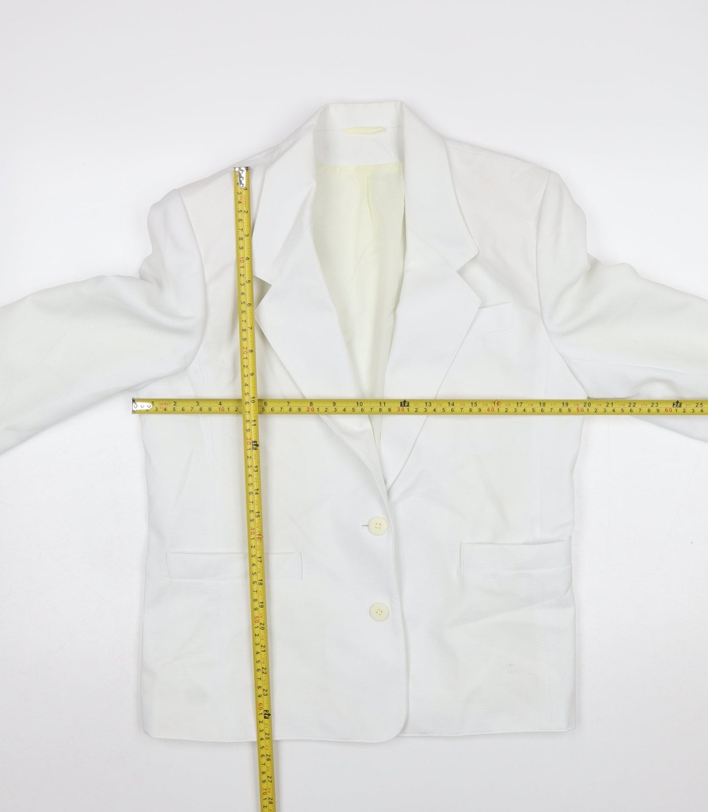 Littlewoods Women's White Polyester Blazer Size 12 Classic Suit Jacket