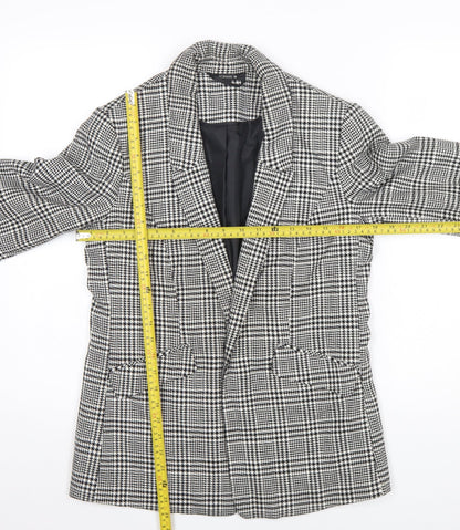 Back view of Roman Women’s Black Houndstooth Checked Blazer Jacket, size UK 10, Regular