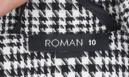 Roman Women’s Black Houndstooth Checked Blazer Jacket Size 10 Regular