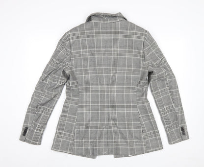H&M Women’s Grey Check Single-Breasted Blazer UK 12 Polyester Blend
