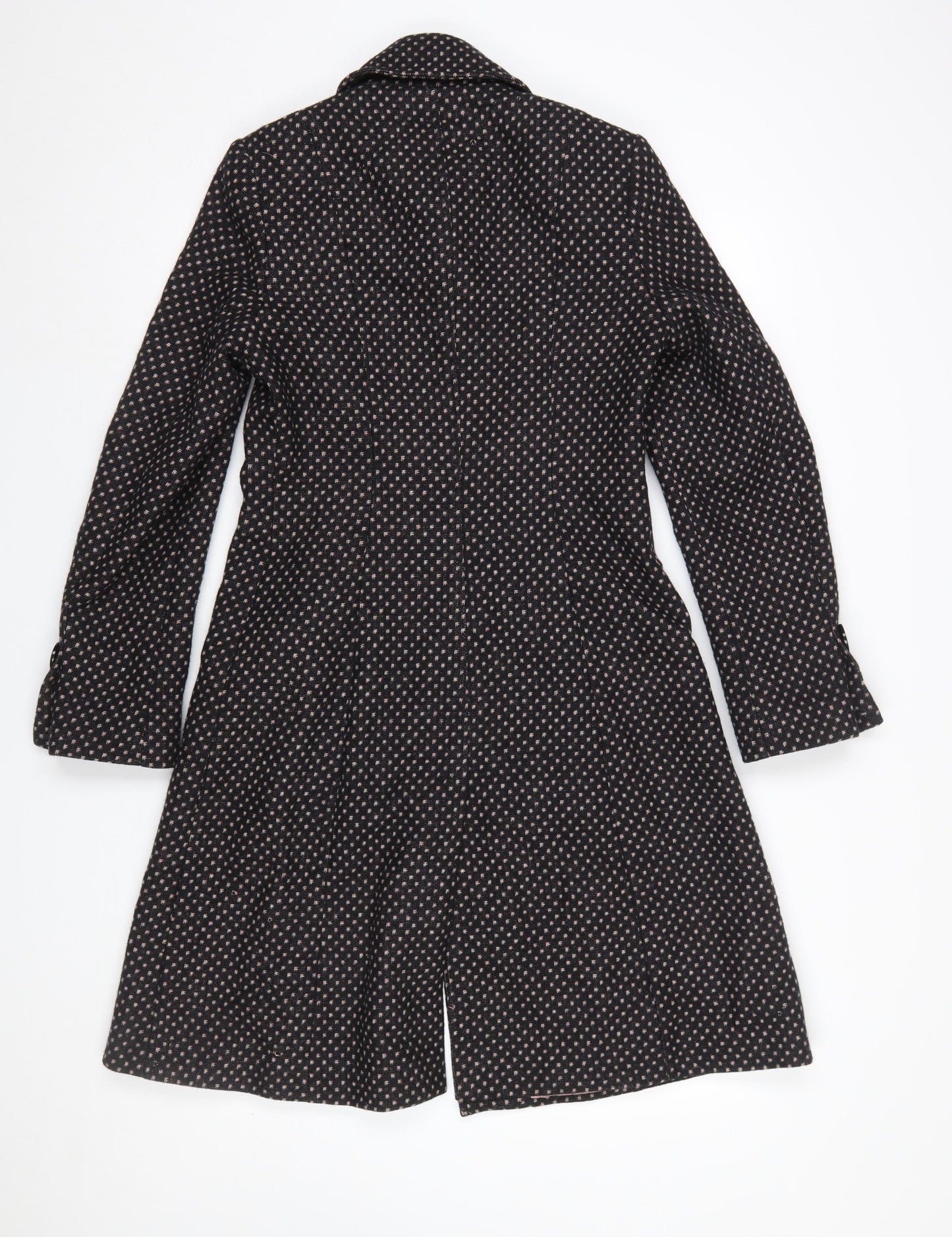 Next Women’s Black Petite Wool Overcoat Size 6 Long Classic Style