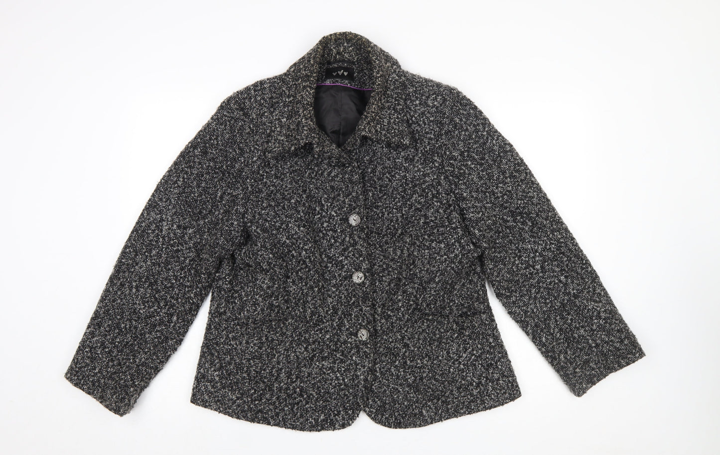 Marks and Spencer Per Una Women Black Bouclé Wool Blend Blazer Size 18