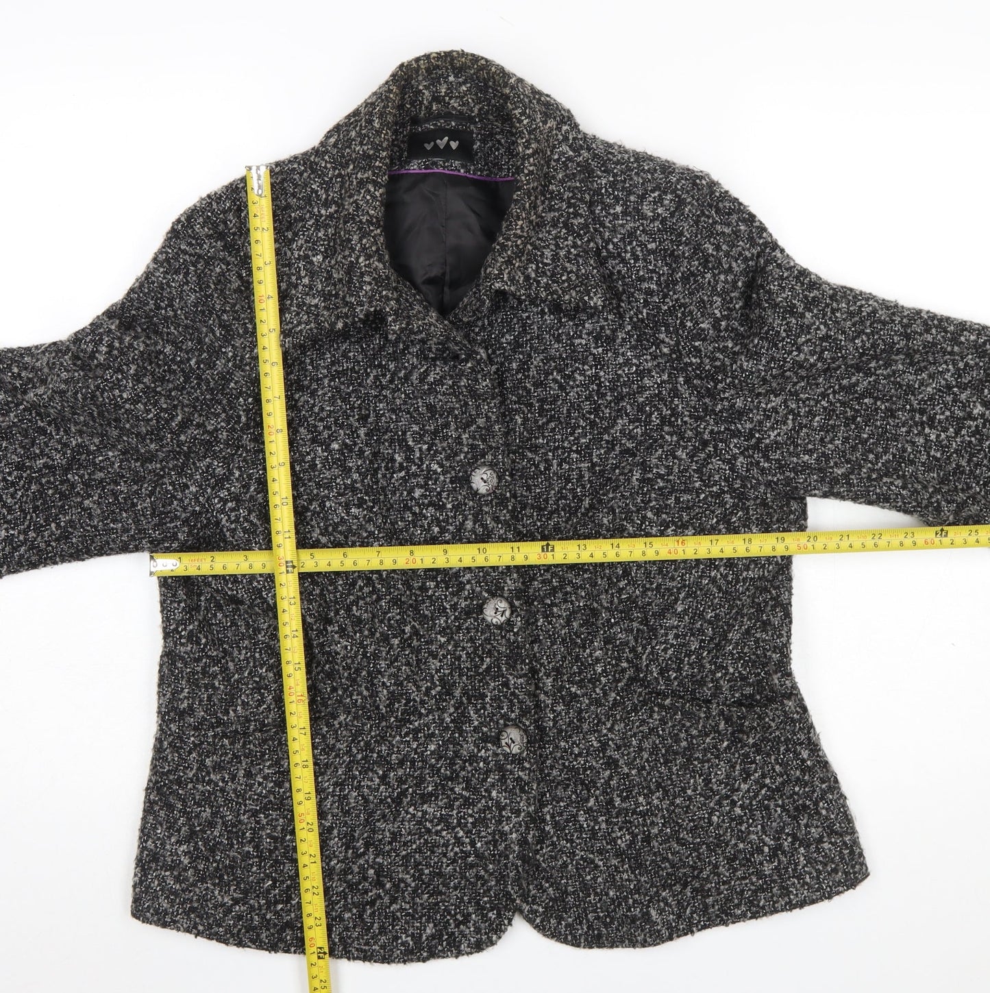 Marks and Spencer Per Una Women Black Bouclé Wool Blend Blazer Size 18