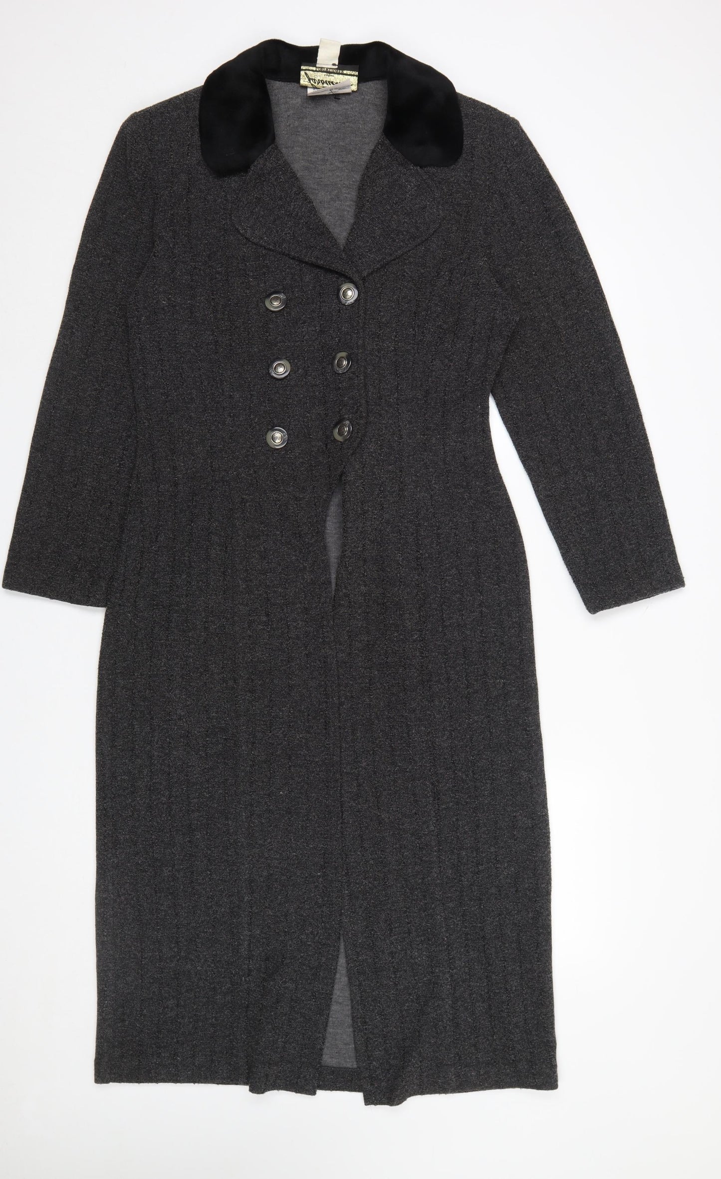 Farouche Women’s Grey Long Overcoat UK 14 Polyester Blend Classic Style
