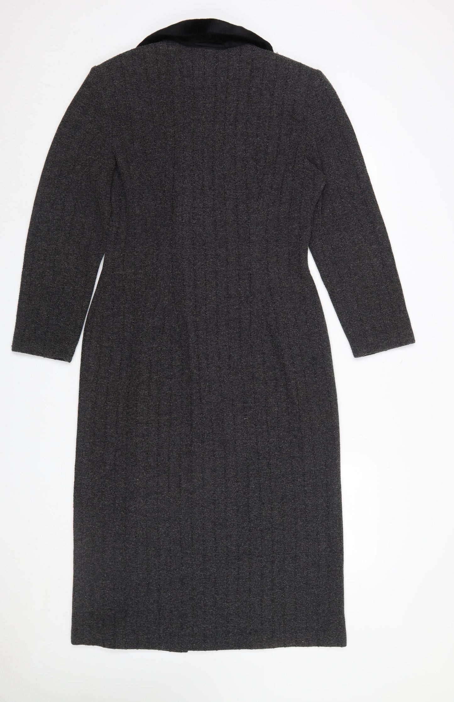 Farouche Women’s Grey Long Overcoat UK 14 Polyester Blend Classic Style