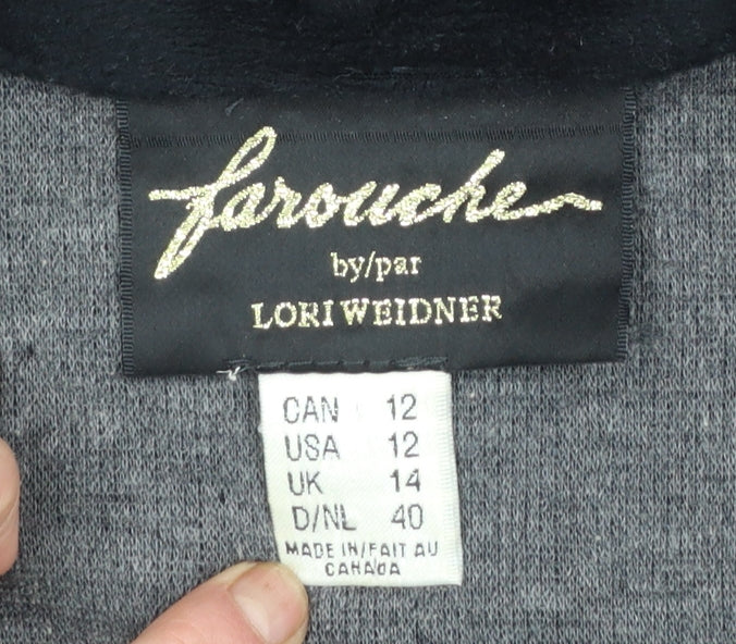 Farouche Women’s Grey Long Overcoat UK 14 Polyester Blend Classic Style