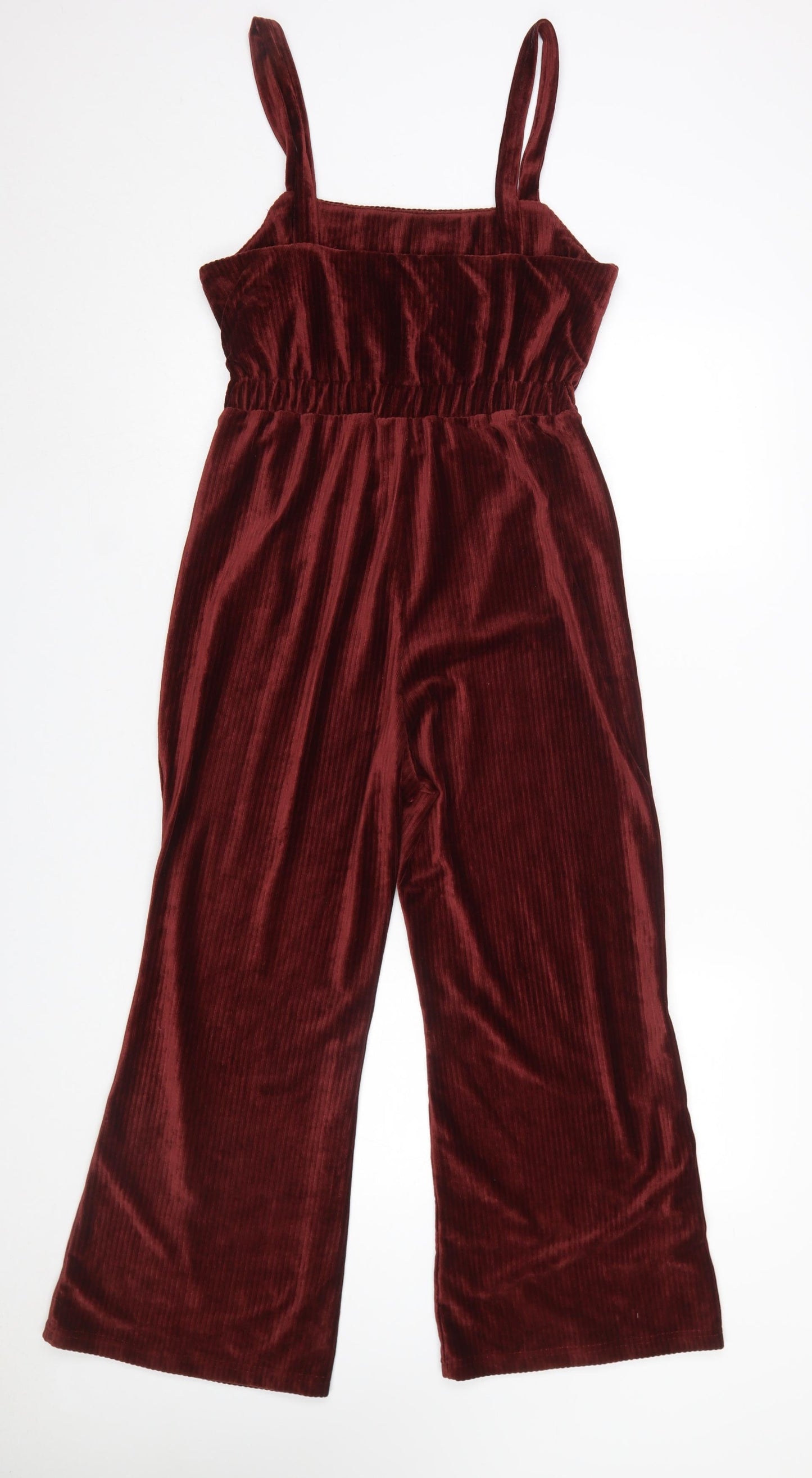 Emory Park Womens Burgundy Velvet Jumpsuit Size M Wide-Leg Strappy