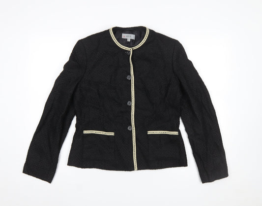 Marks and Spencer Women Black Size 12 Woven Lined Single Breasted Blazer