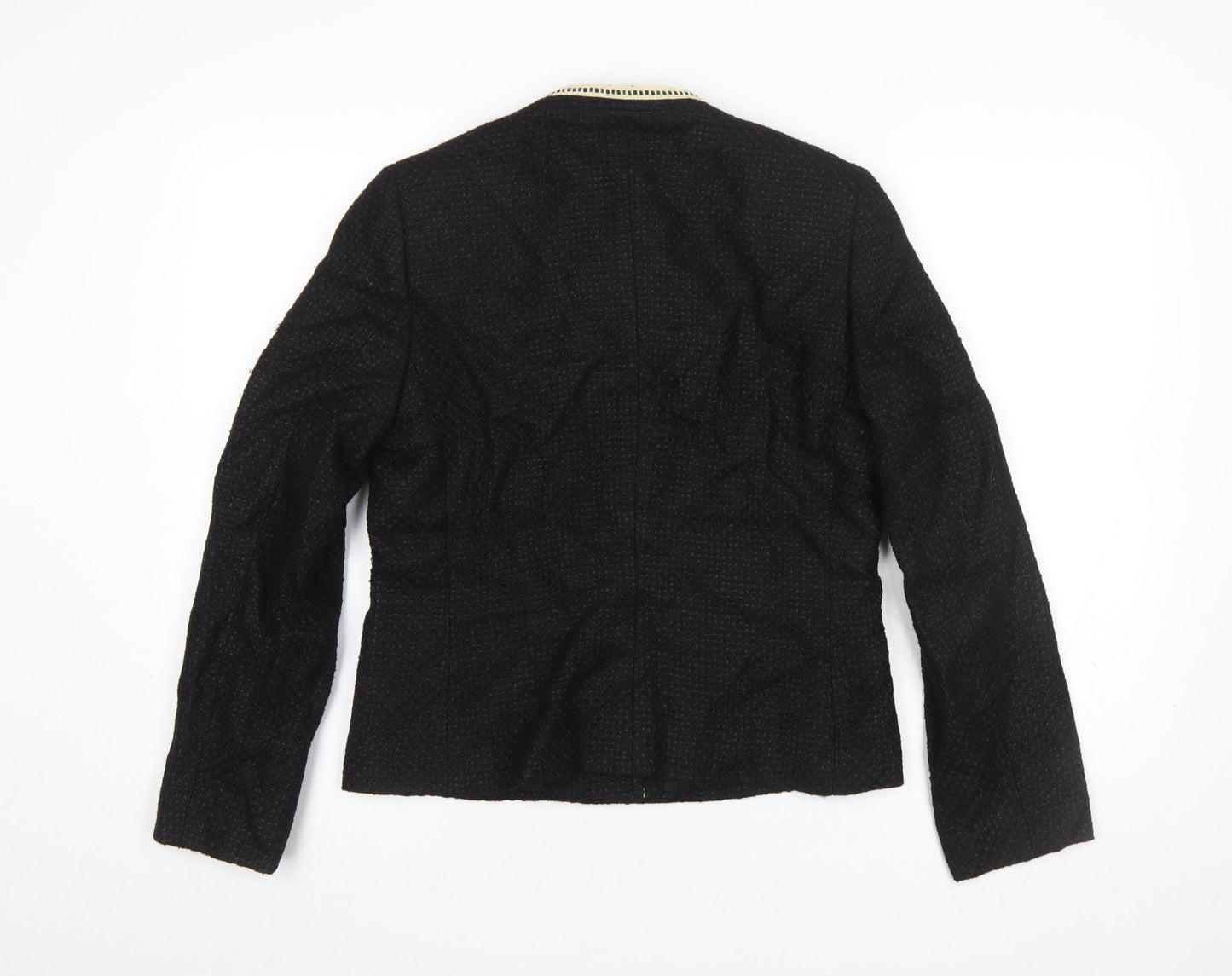 Marks and Spencer Women Black Size 12 Woven Lined Single Breasted Blazer