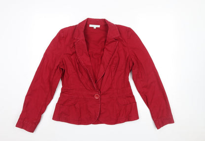 Bravissimo Women’s Red Cotton Blend Fitted Blazer Size 10