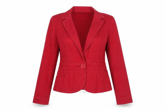 Bravissimo Women’s Red Cotton Blend Fitted Blazer Size 10