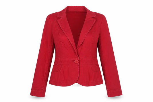 Bravissimo Women’s Red Cotton Blend Fitted Blazer Size 10