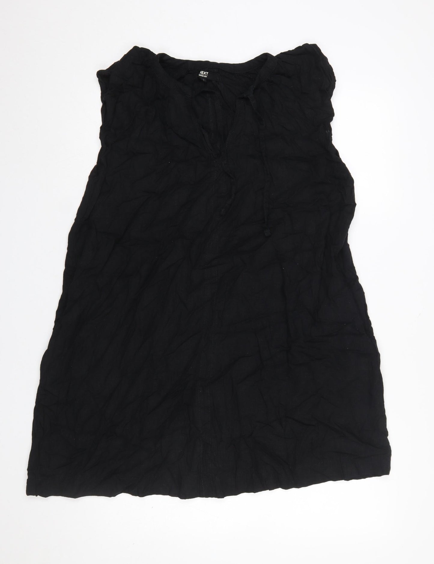 Next Women’s Black Sleeveless Linen Blend Shift Dress Size 14
