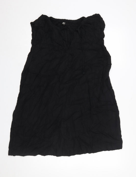 Next Women’s Black Sleeveless Linen Blend Shift Dress Size 14