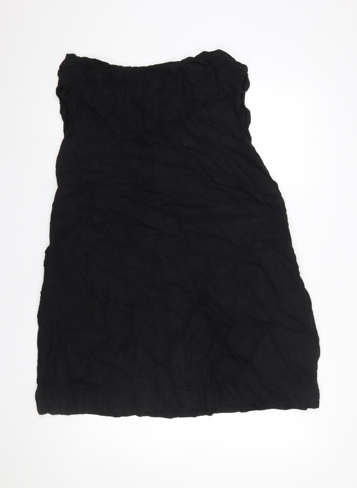 Next Women’s Black Sleeveless Linen Blend Shift Dress Size 14