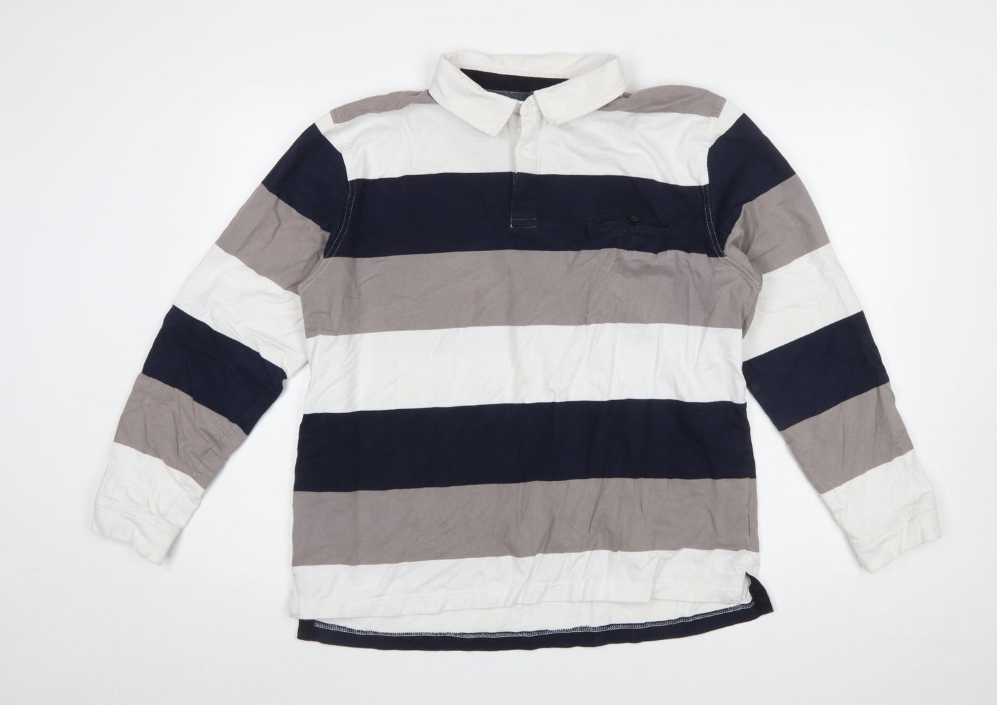 Rivers Men's Multicoloured Striped Long Sleeve Slim Fit Polo XL