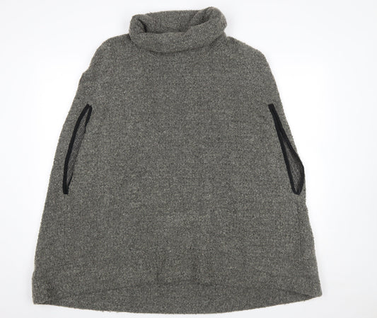 Next Women’s Grey Wool Blend Roll Neck Cape Jumper Size 14