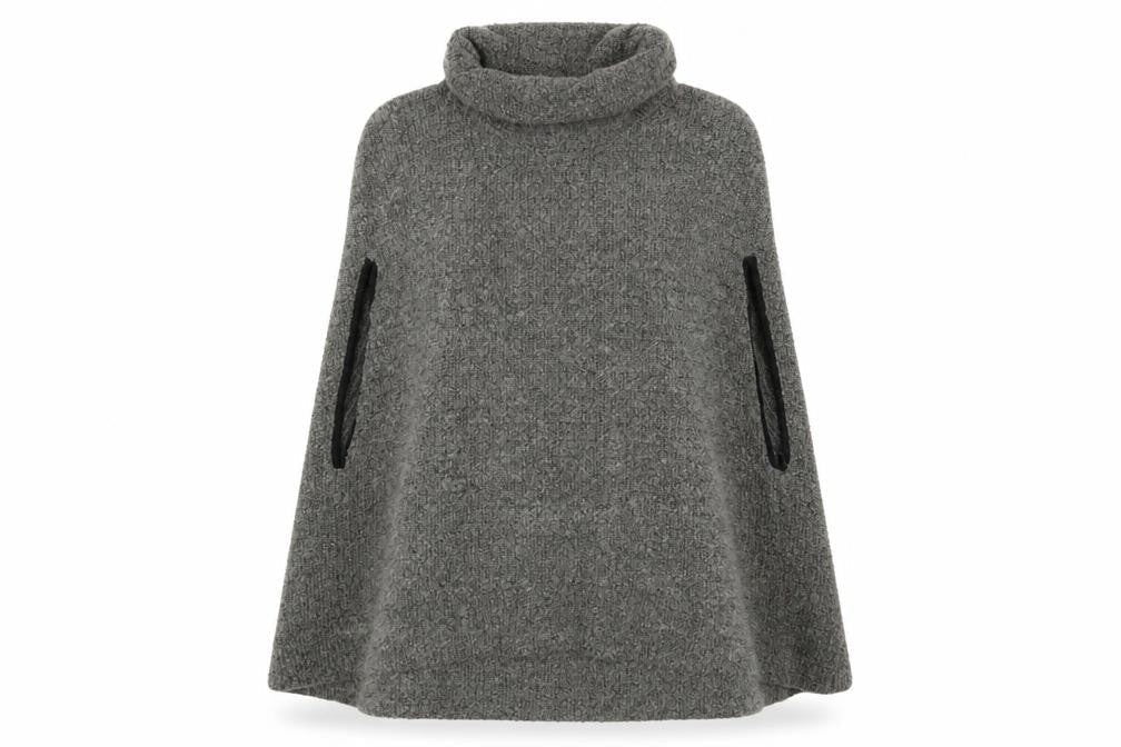 Next Women’s Grey Wool Blend Roll Neck Cape Jumper Size 14