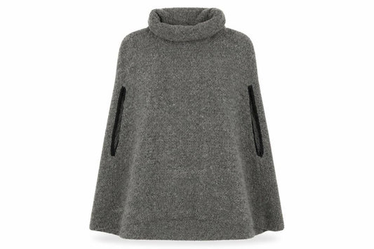 Next Women’s Grey Wool Blend Roll Neck Cape Jumper Size 14