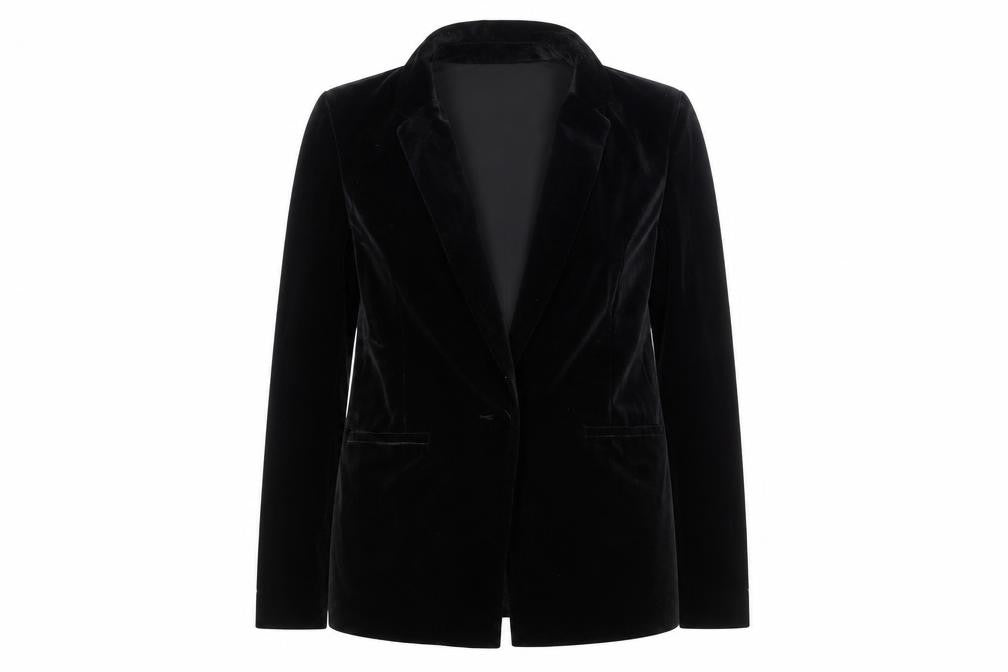 Tu Woman Black Velvet Single Breasted Blazer Size 10