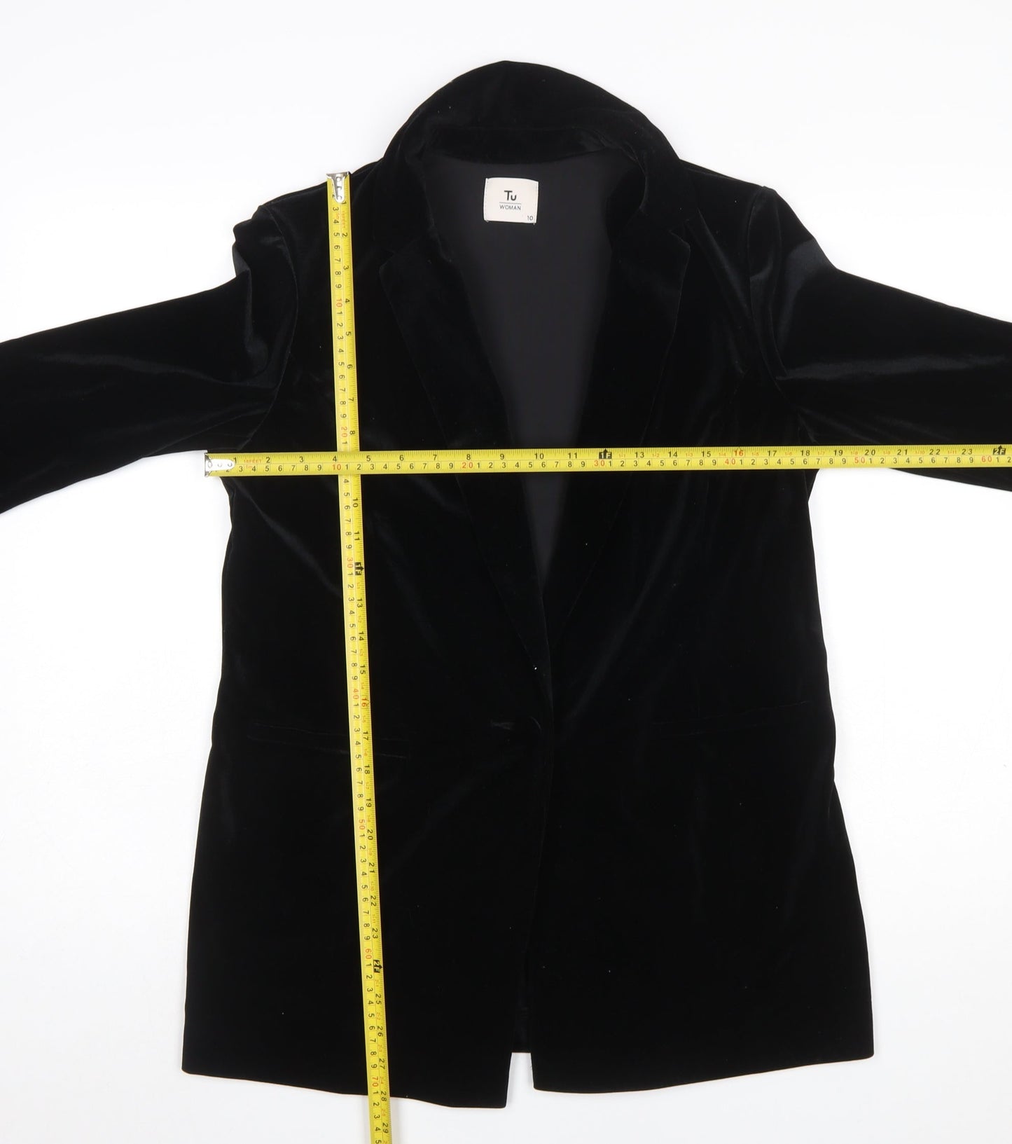 Tu Woman Black Velvet Single Breasted Blazer Size 10
