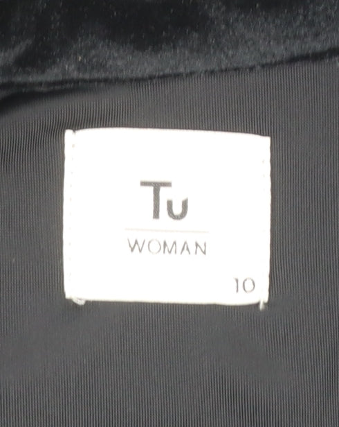 Tu Woman Black Velvet Single Breasted Blazer Size 10
