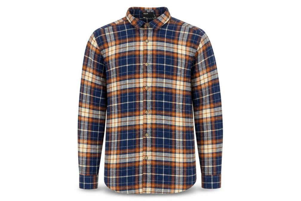 ASOS DESIGN Men's Blue Check Flannel Button-Up Shirt M Regular Fit
