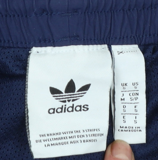 Adidas Men Blue Jogger Trousers S Lightweight Nylon Logo Pants